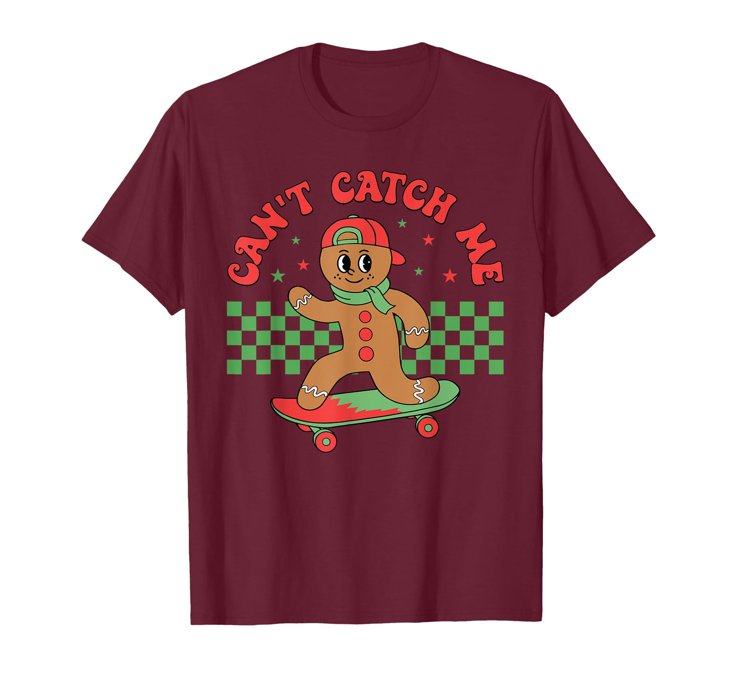 Can't Catch Me Retro Christmas Gingerbread Boy Xmas Kids T-Shirt