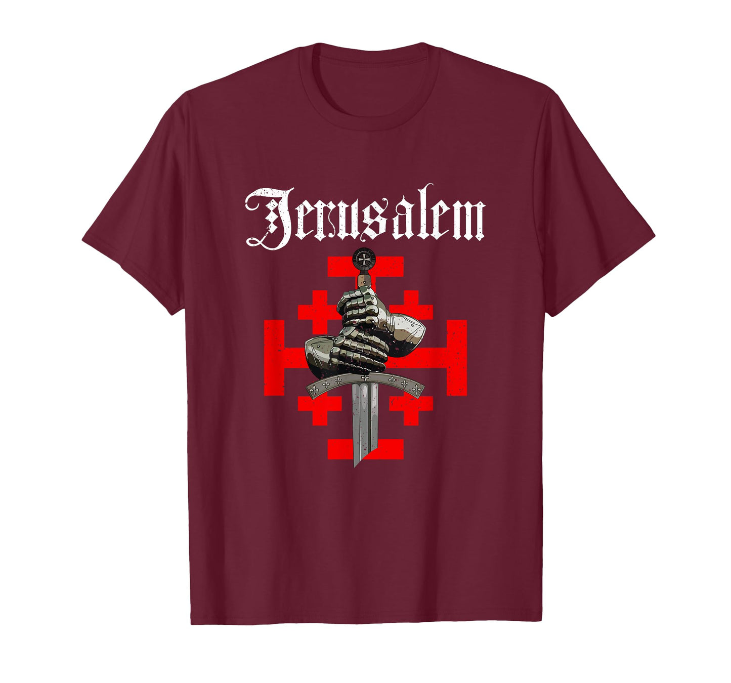 Jerusalem Kingdom Cross Knight Templar Glove And Sword T-Shirt