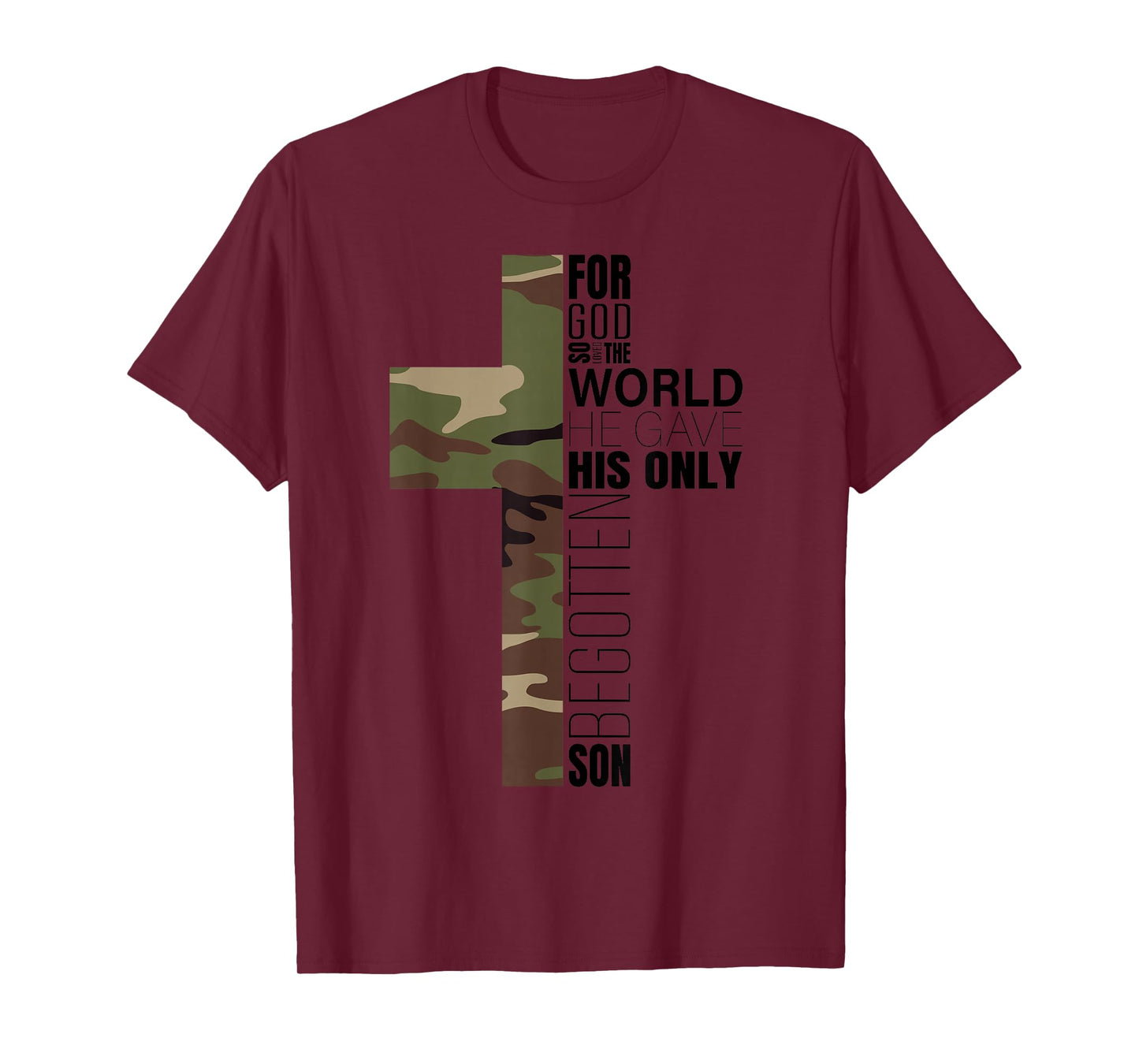 Green Camo Christian Cross Gifts Men John 3 16 Bible Verse Premium T-Shirt