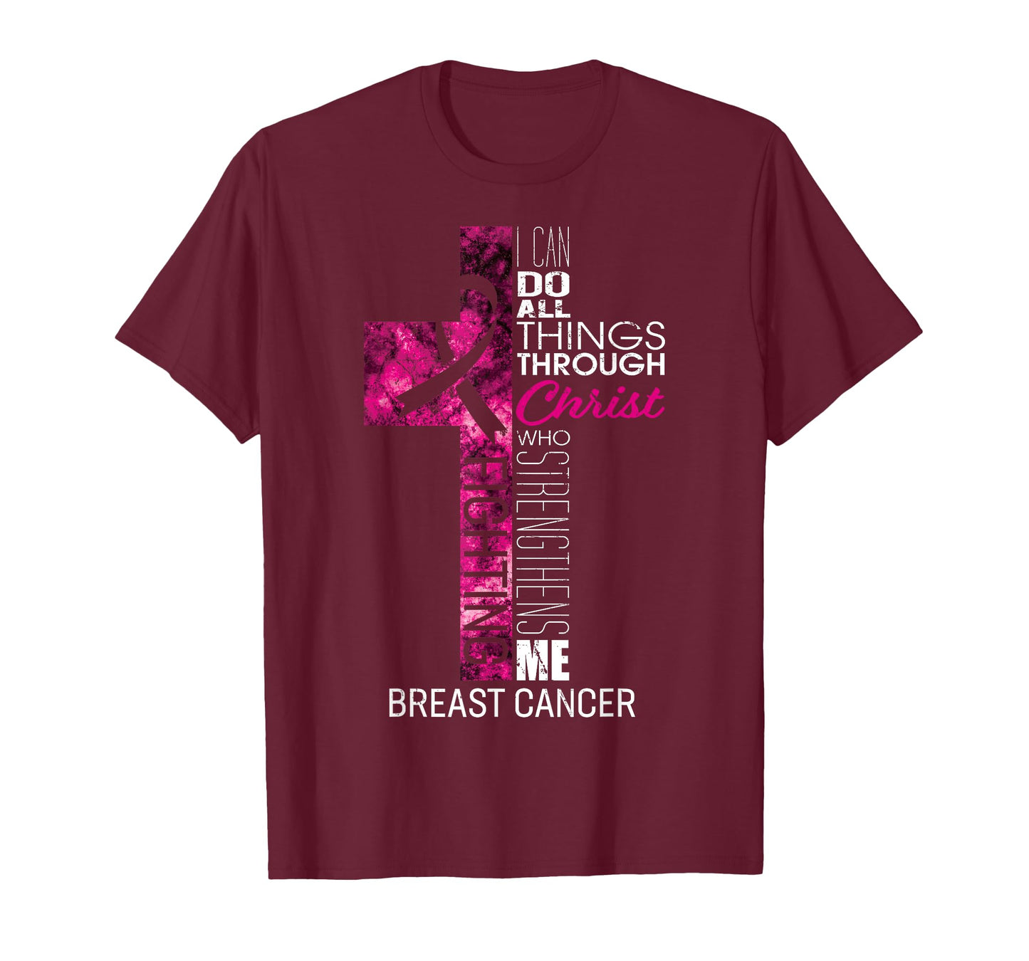Breast Cancer Awareness Gifts Pink Cross Christian Verse Mom T-Shirt