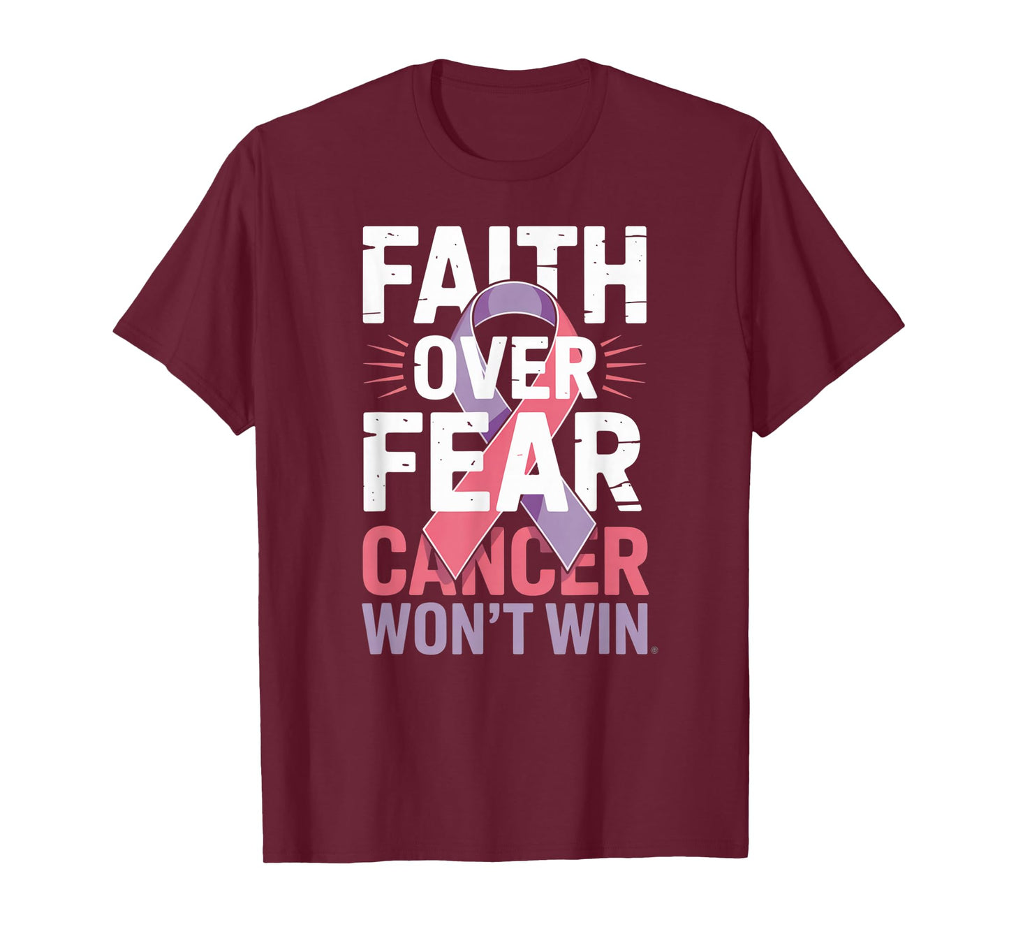 Faith Over Fear Cancer Won't Win Pink Ribbon T-Shirt