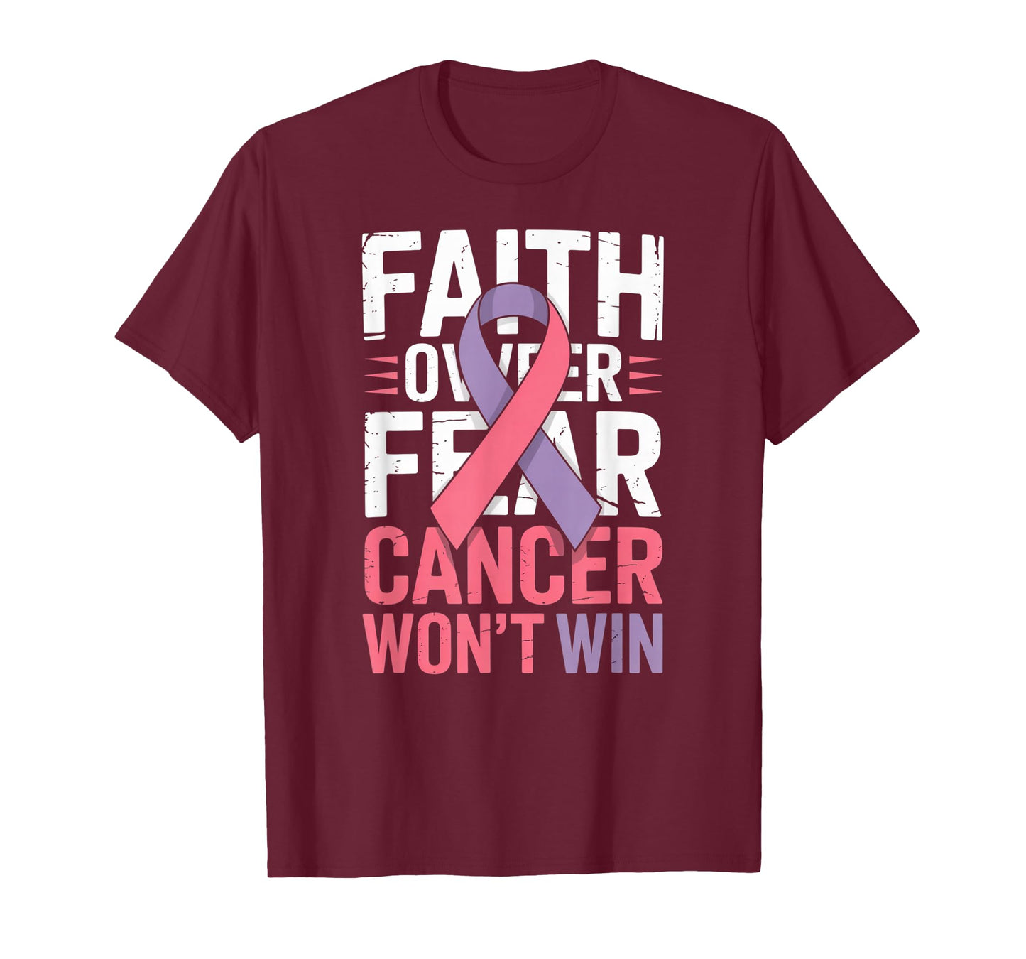 Faith Over Fear Cancer Won't Win Pink Ribbon T-Shirt