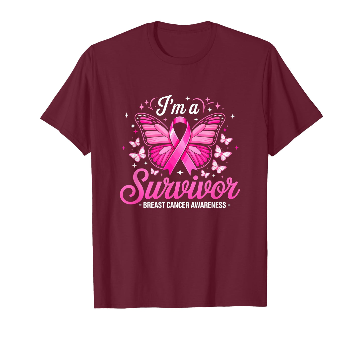 I'm A Survivor Breast Cancer Awareness Women Butterfly T-Shirt
