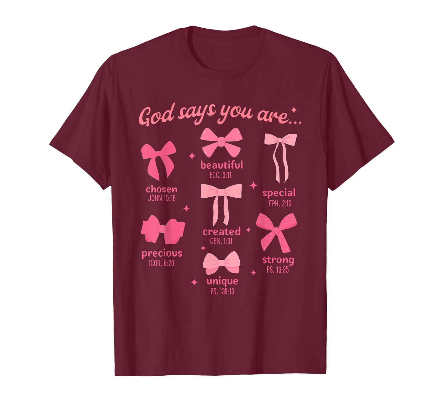 Coquette Bow Bible Verse Christian Jesus Christ Girls Women T-Shirt