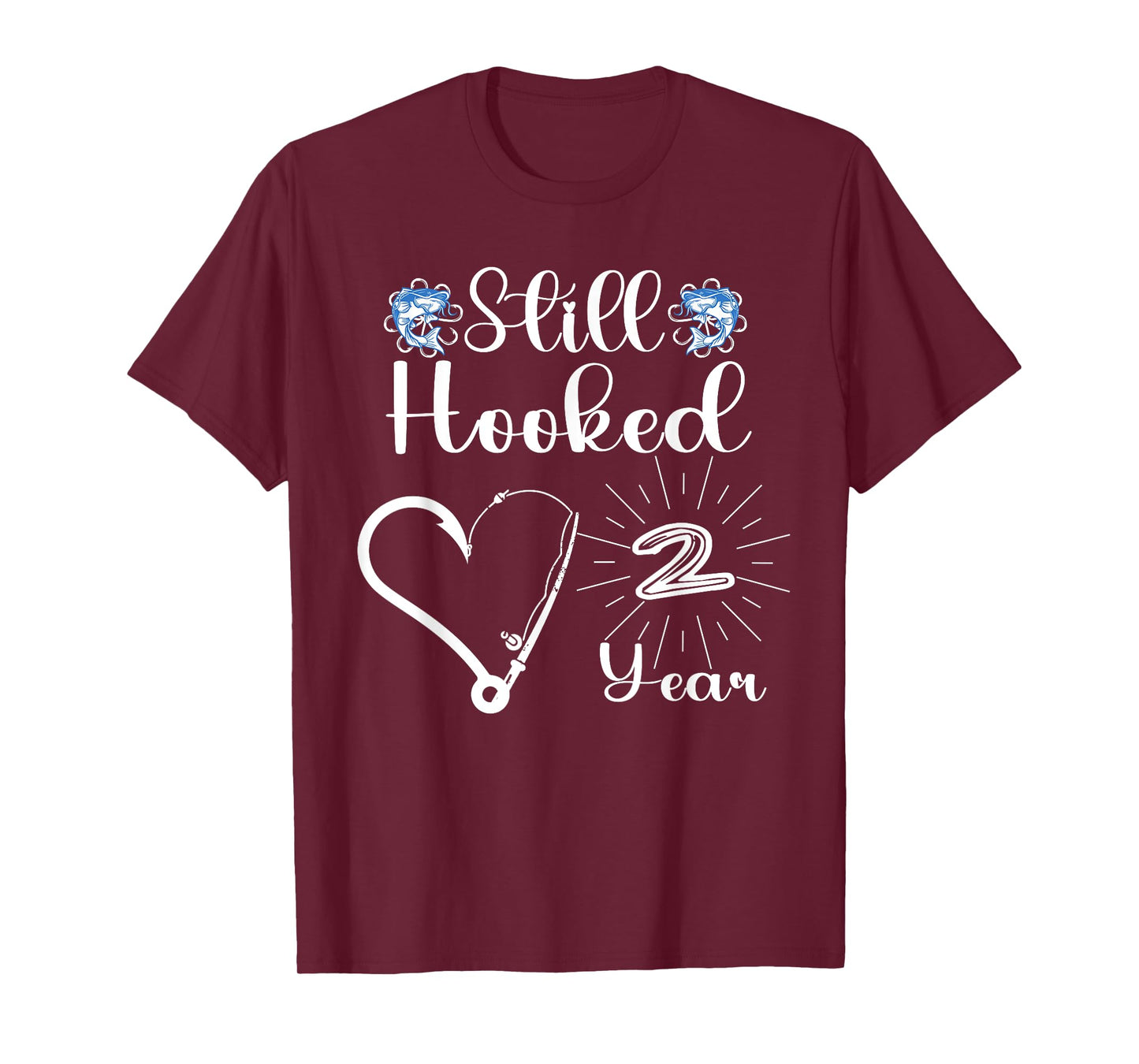 Married 2 Year - Fishing Couple - 2nd Wedding Anniversary T-Shirt