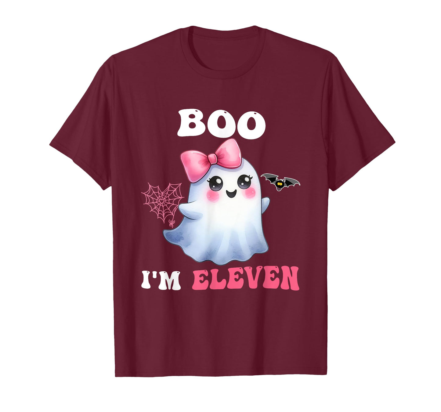 Boo I'm Eleven Cute Ghost 11th Birthday Funny Halloween Girl T-Shirt