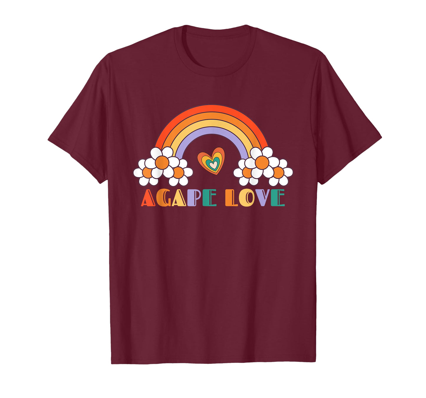 Agape Love Rainbow Heart Inspirational Women Christian T-Shirt