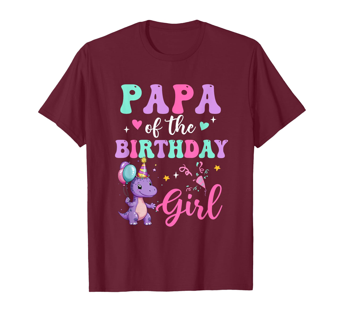 Papa Of The Birthday For Girl Dinosaur T-Rex Party Family T-Shirt