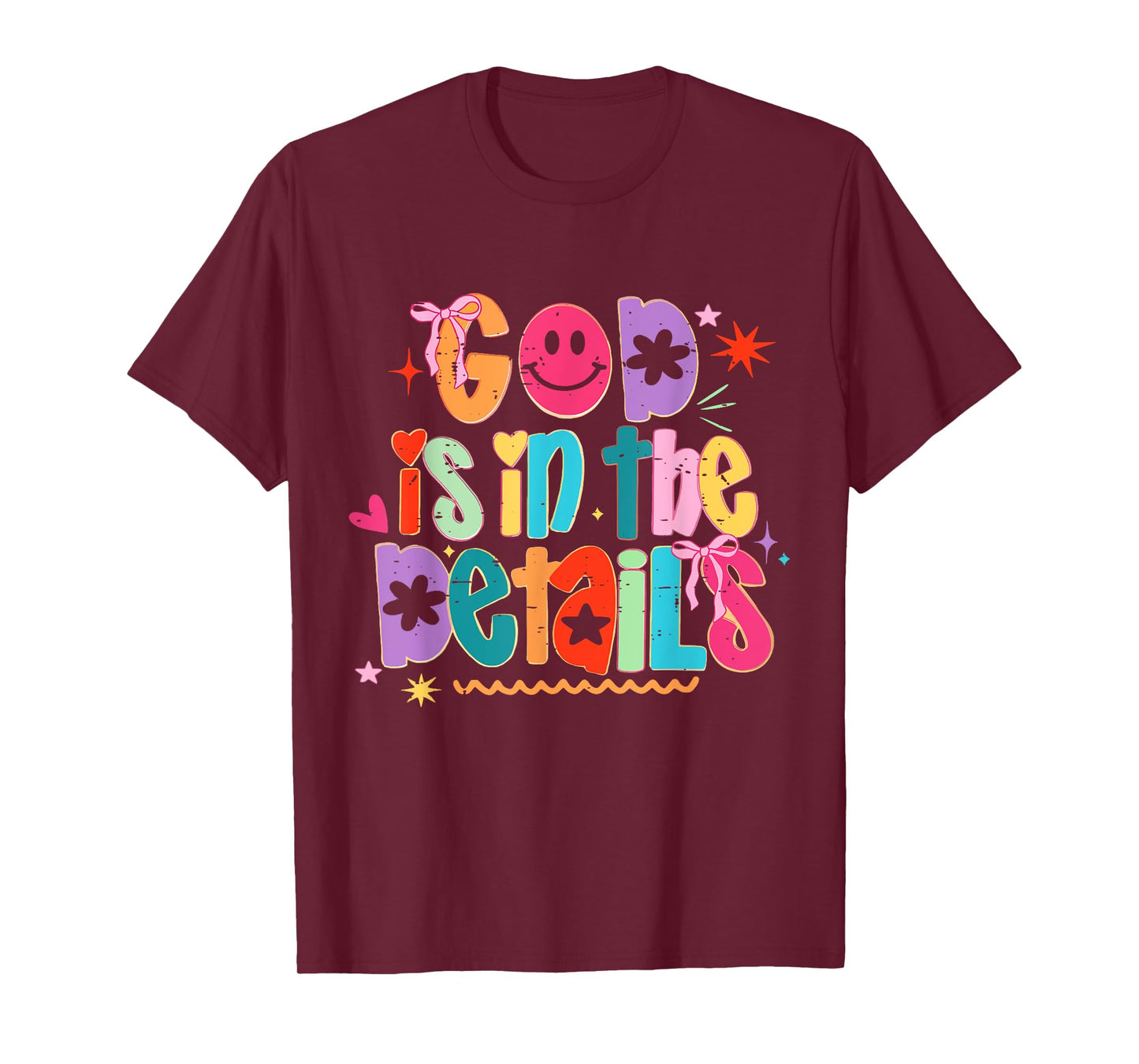 Coquette Bow Funny God Is In The Details Religious Christian T-Shirt
