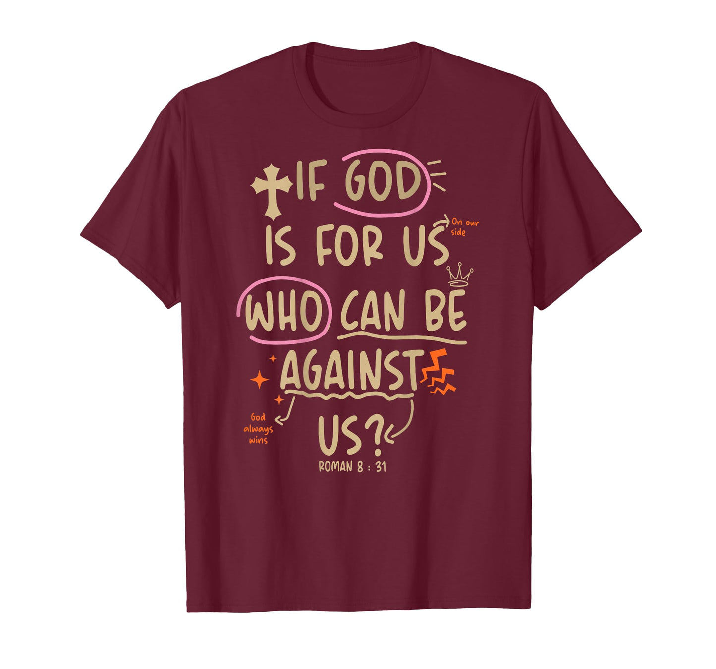 (On Back) If God is for Us Who Can Be Against Us Christian T-Shirt