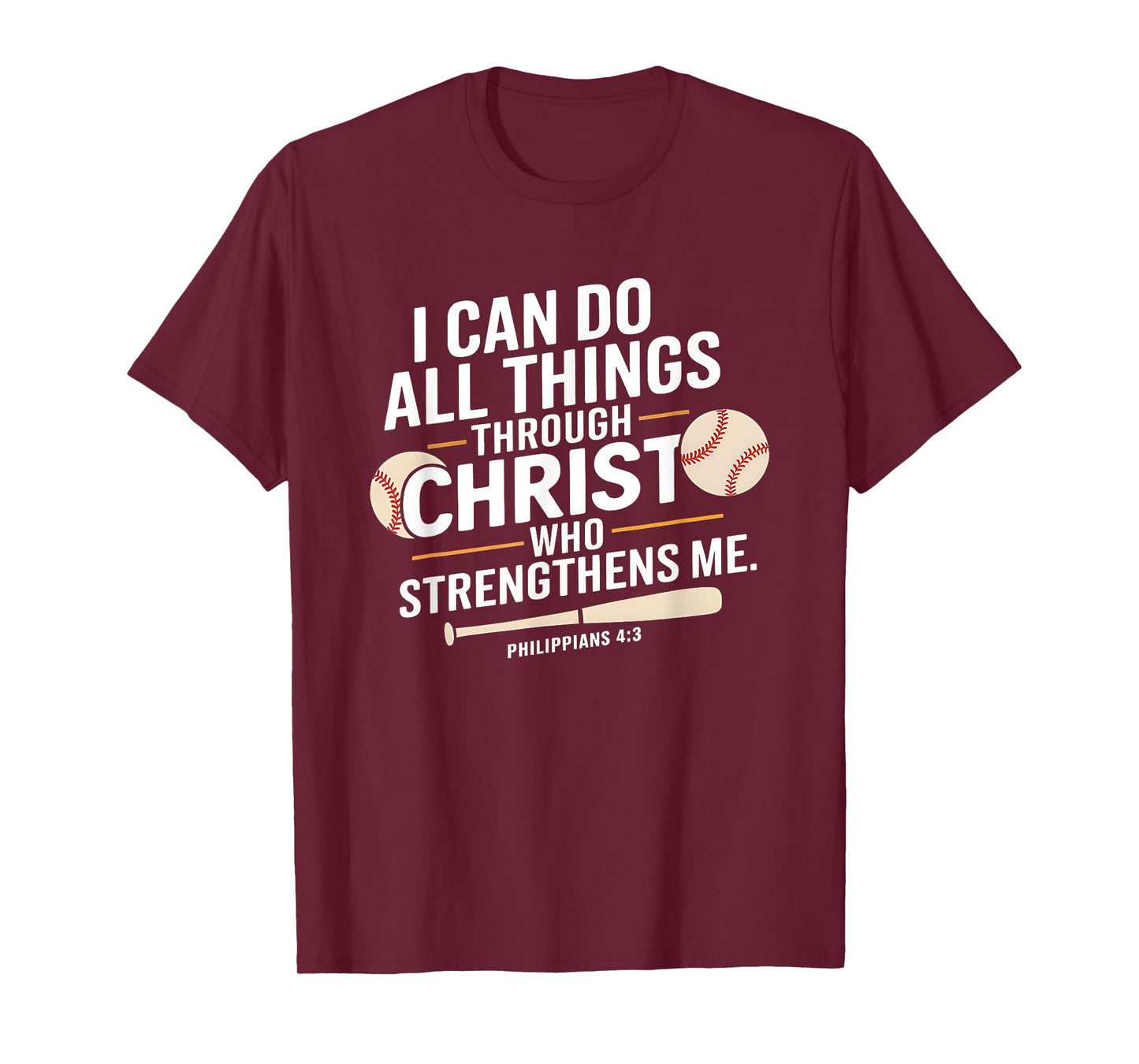 Christian Baseball Bible Verse Sports Faith Design T-Shirt