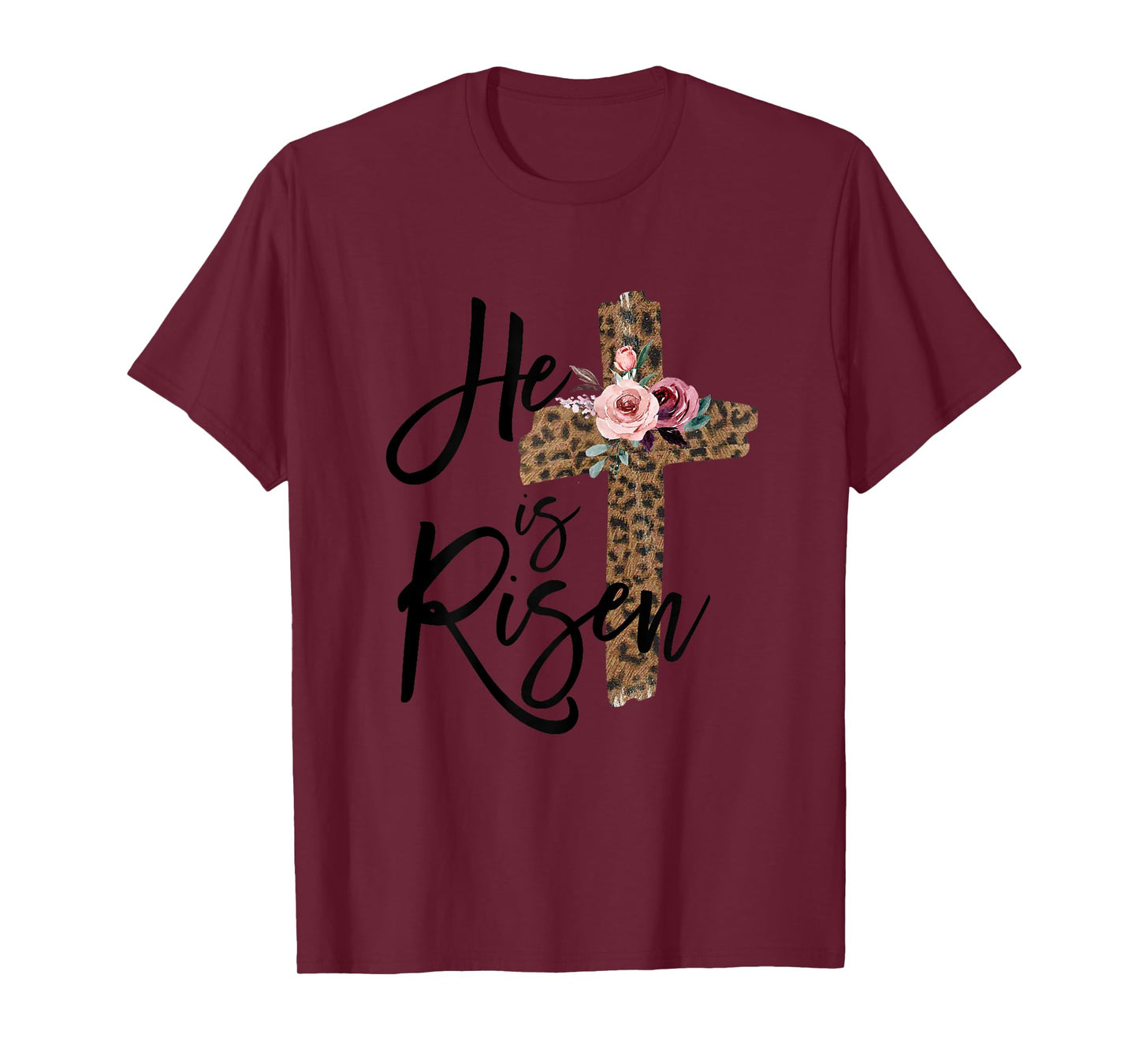 He is Risen Christian Easter Women Leopard Teen Girls T-Shirt