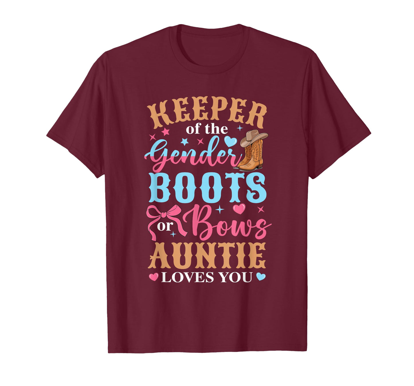Boots Or Bows Auntie Loves You Gender Reveal Family Matching T-Shirt