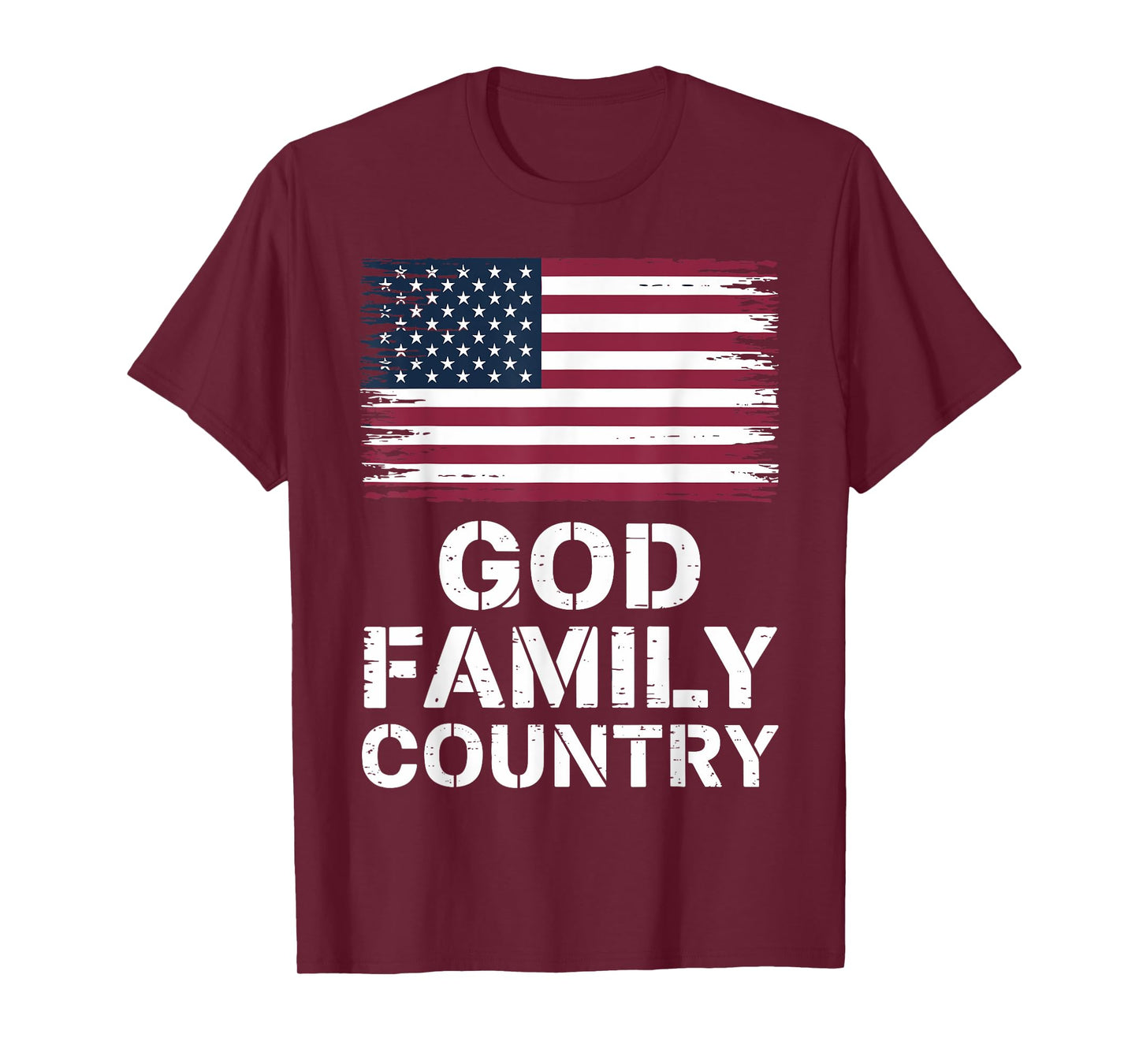 God Family Country - Patriotic Christian US Flag T-Shirt