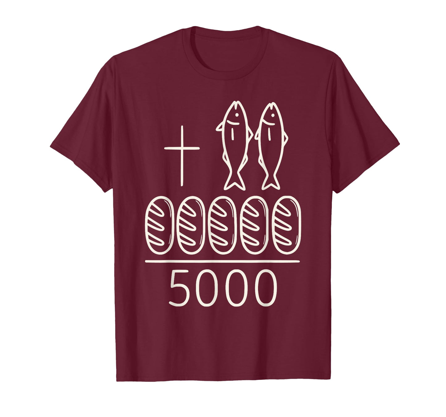 2 Fishes 5 Breads Jesus Cross 5000 Miracle Christian T-Shirt
