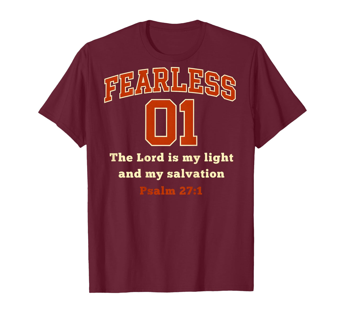 (ON Back) Fearless 01 Sports Jersey Style Psalm 27 1 Verse T-Shirt