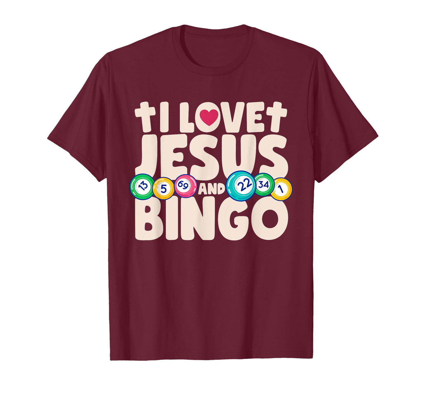 I Love Jesus And Bingo Christian Cross Board Games Gift T-Shirt