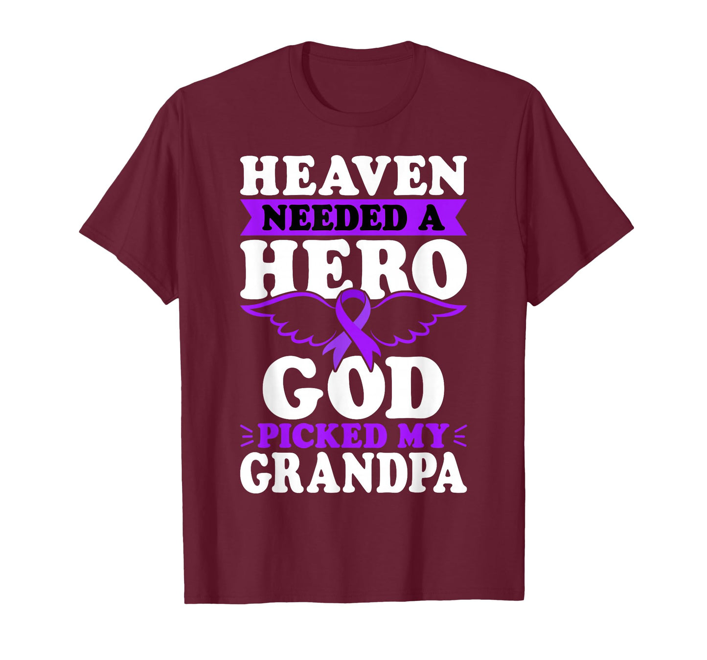 in Memory of Grandpa Pancreatic Cancer Purple Ribbon T-Shirt