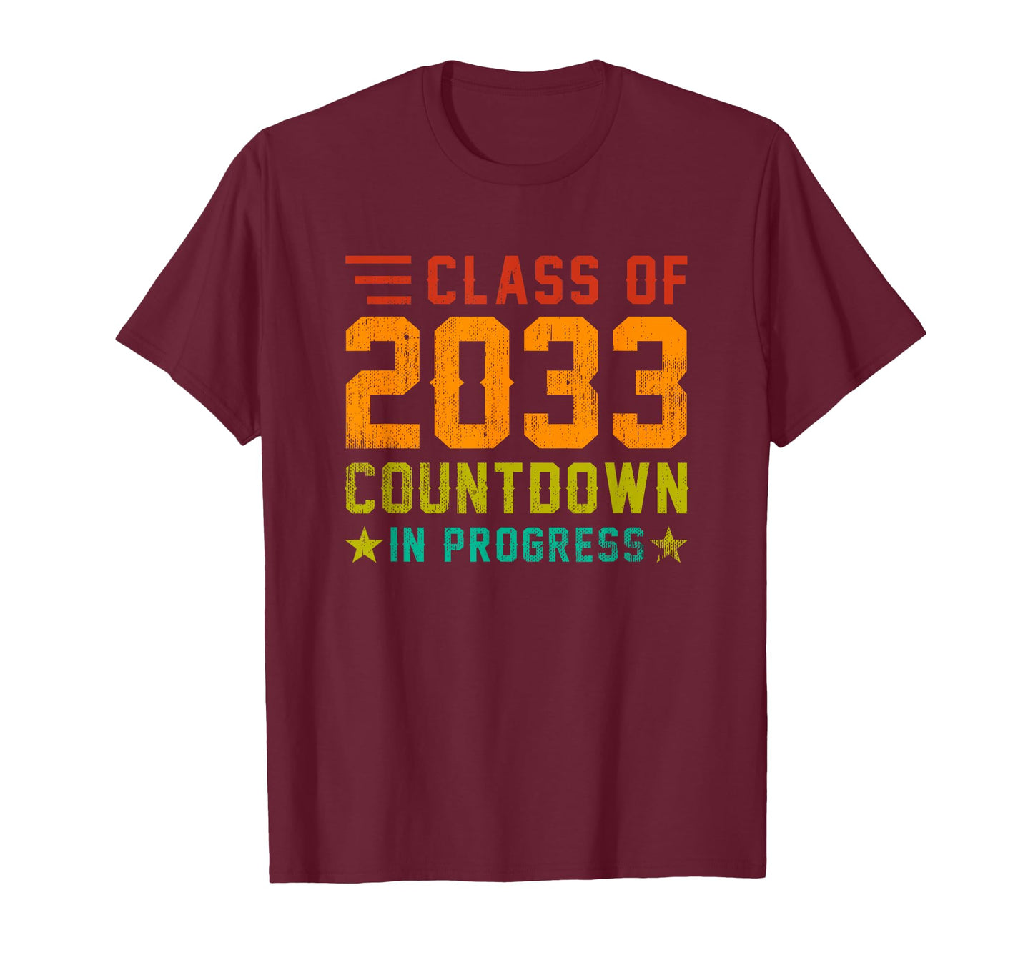 Class Of 2033 Countdown in Progress Retro Funny First Day T-Shirt