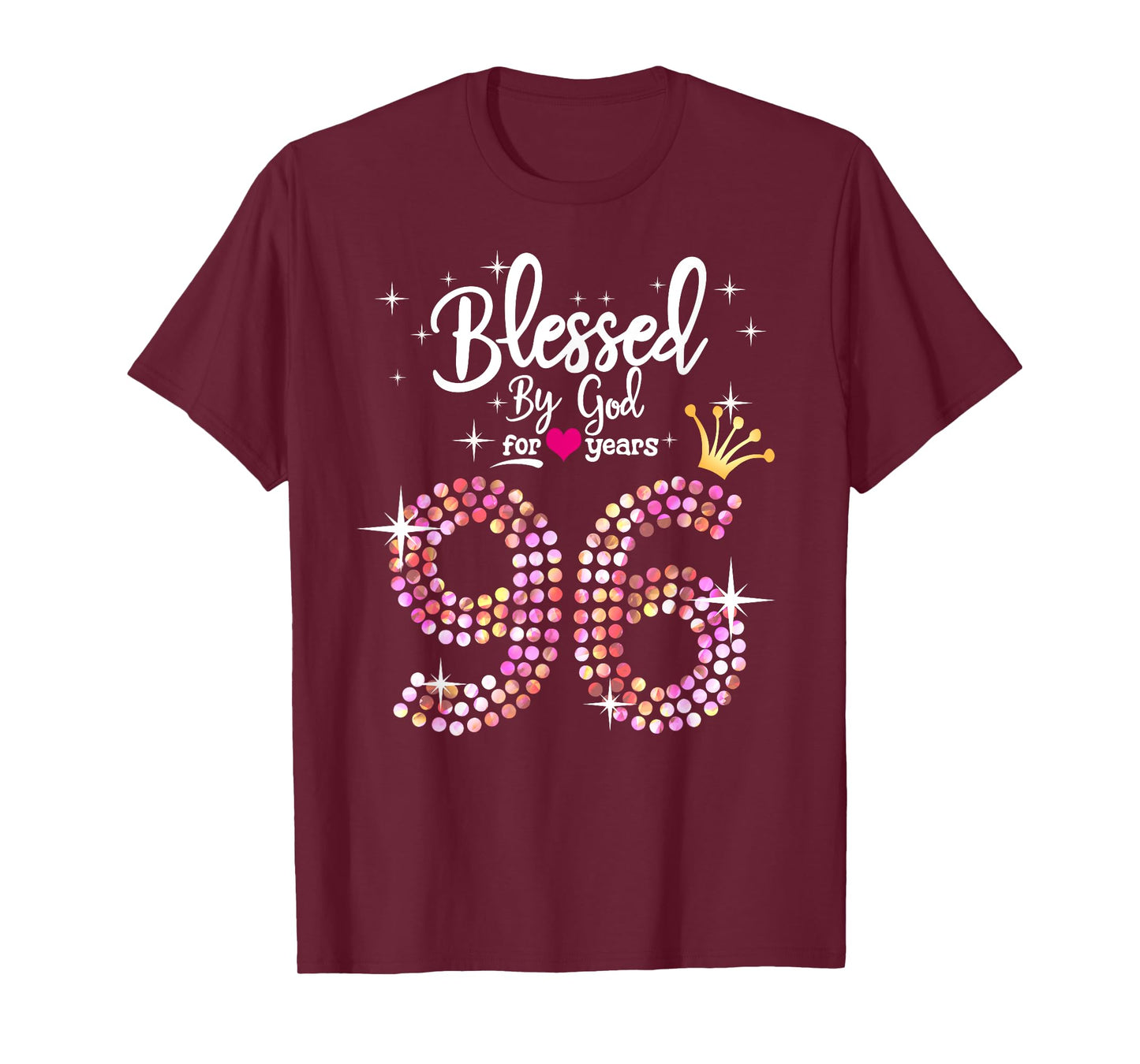 Womens Blessed by God for 96 Years 96th Birthday Anniversary T-Shirt