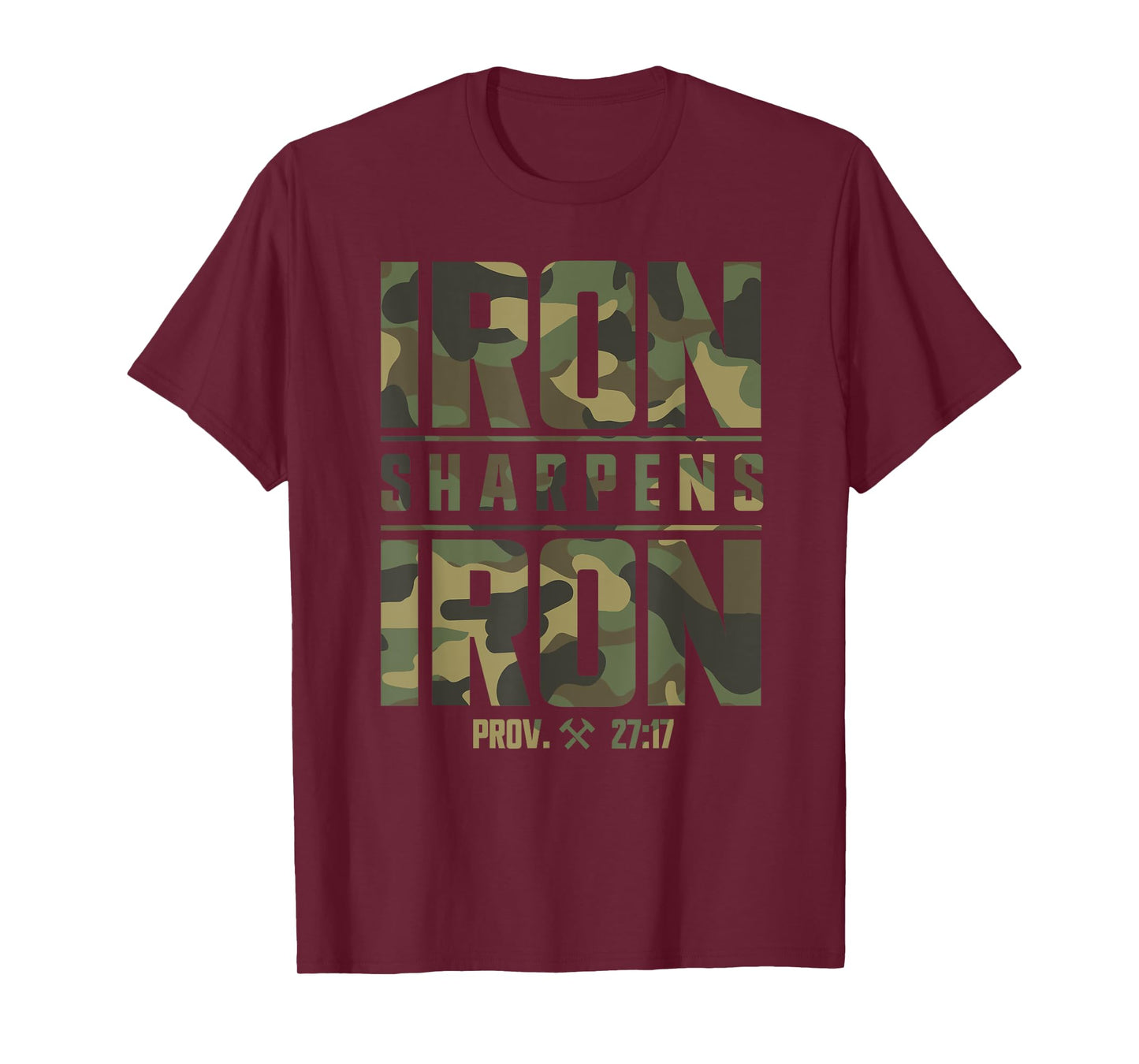 Iron Sharpens Iron Christian Men Camo Scripture Gym Workout T-Shirt