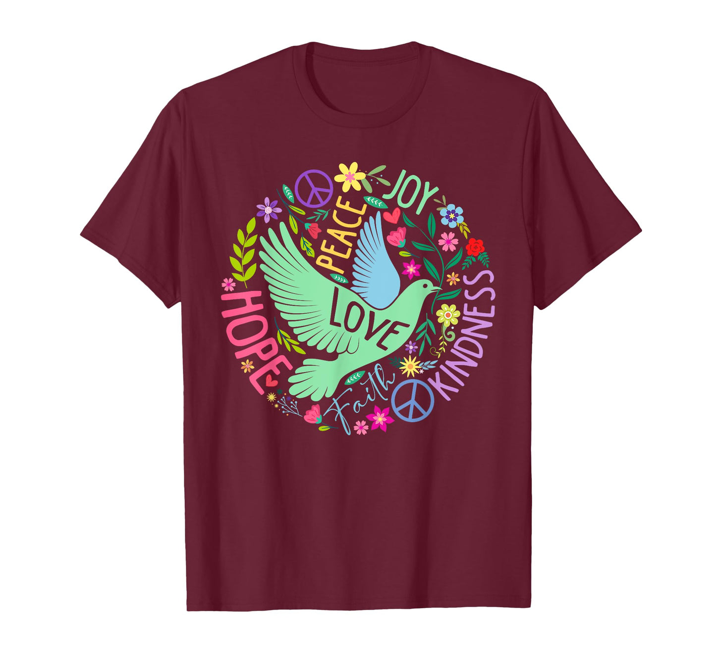 Groovy Hippie Peace Hope Love Peace Bird World Peace Day T-Shirt