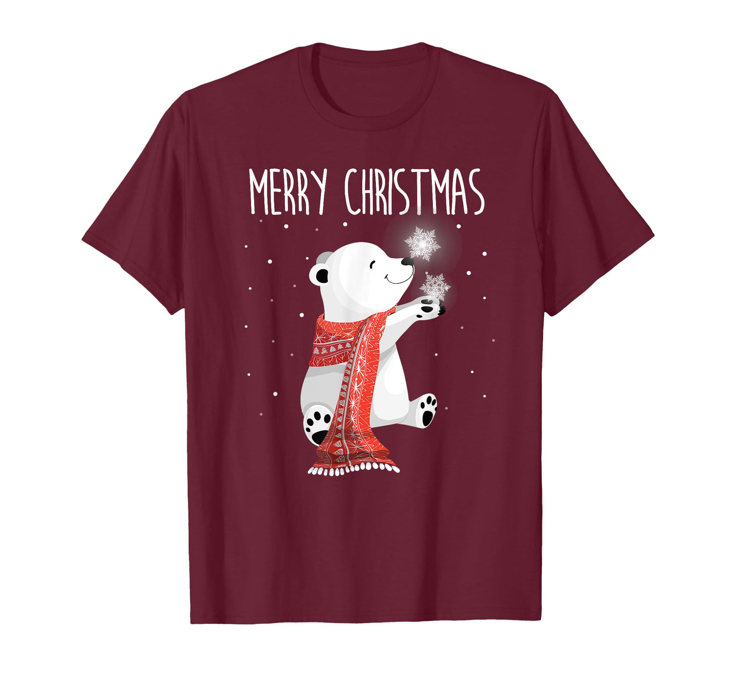 Cute Polar Bear Scarf Merry Christmas Xmas Holidays Gift Tee T-Shirt