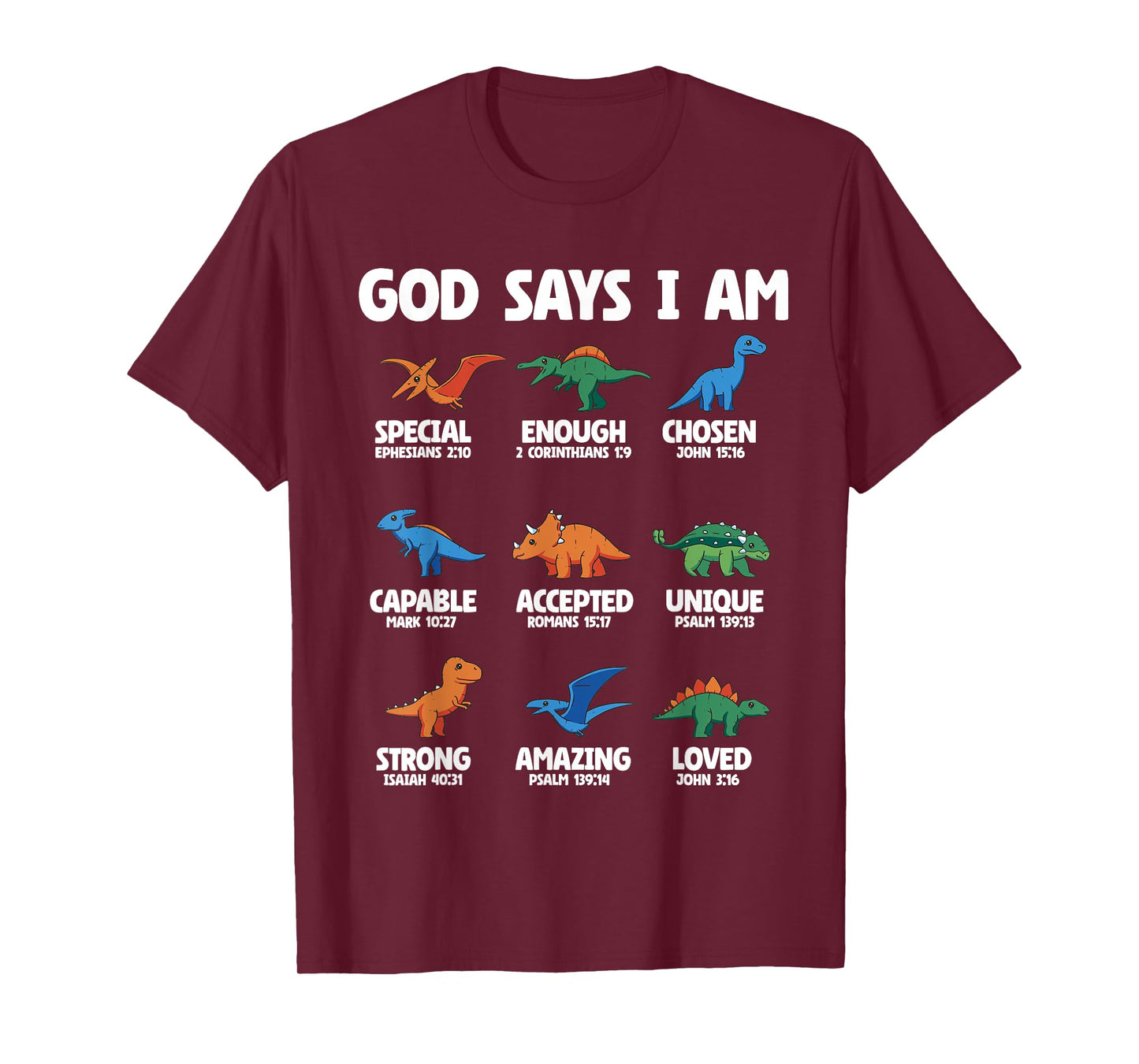 God Says I Am Dinosaur Lover Kids Boys Christian T-Shirt