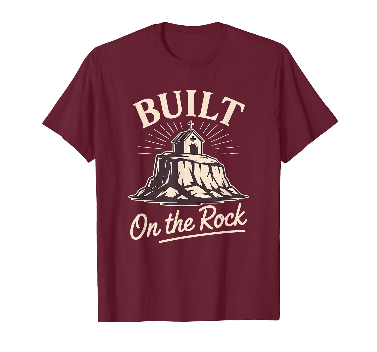 Built on Rock Christian Faith Sunday School Design T-Shirt