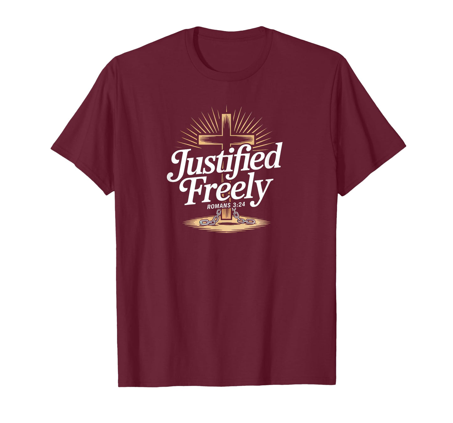 Justified Freely Romans 3 Christian Faith Grace Bible Verse T-Shirt