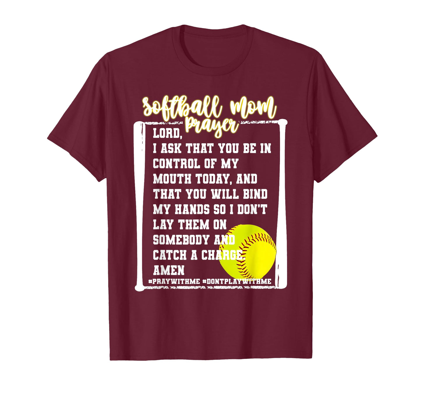 Softball Mom Prayer Game Day Baseball Christian Religious T-Shirt
