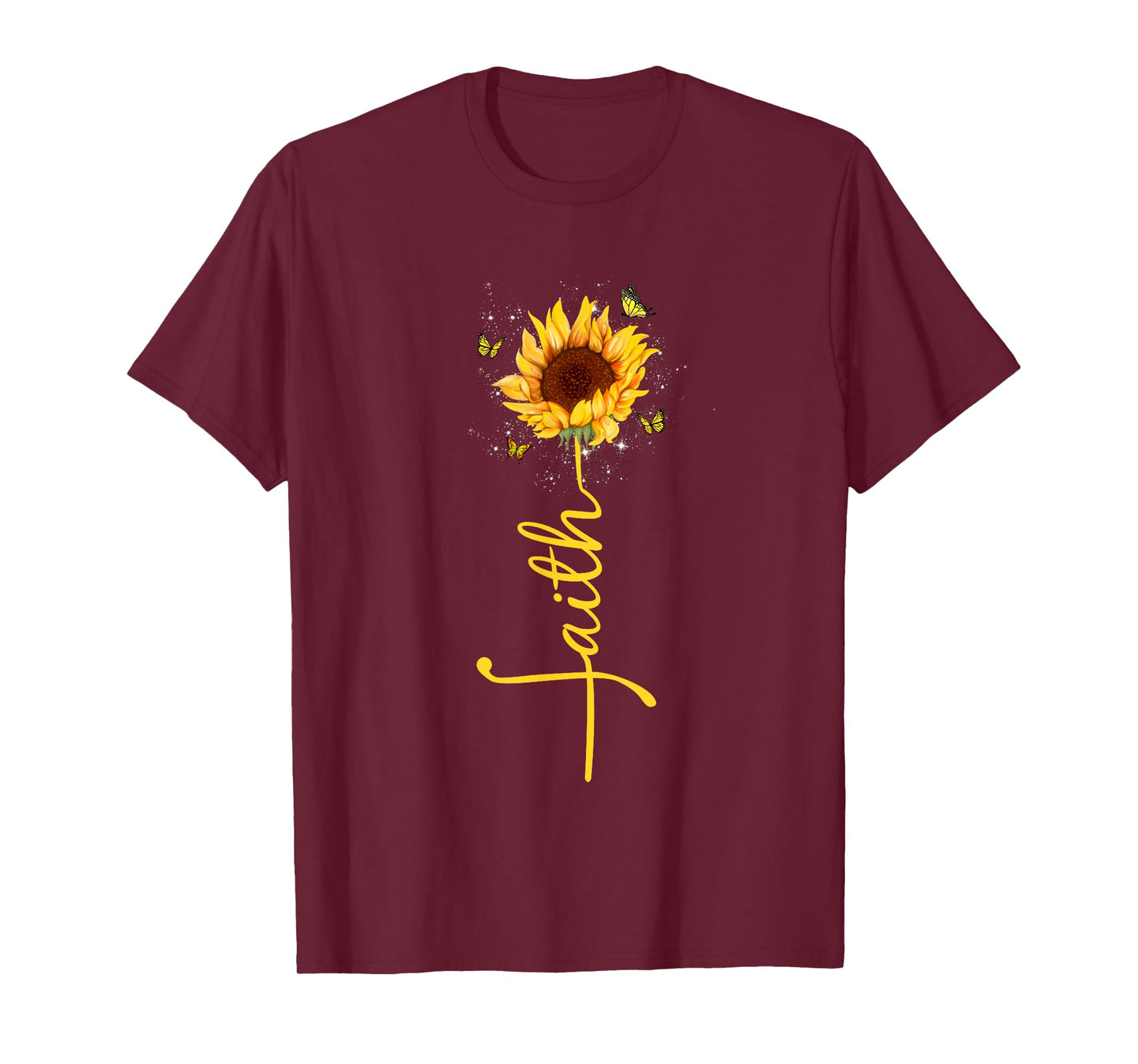 Faith Cross Sunflower Butterflies Flowers Christians Flora T-Shirt