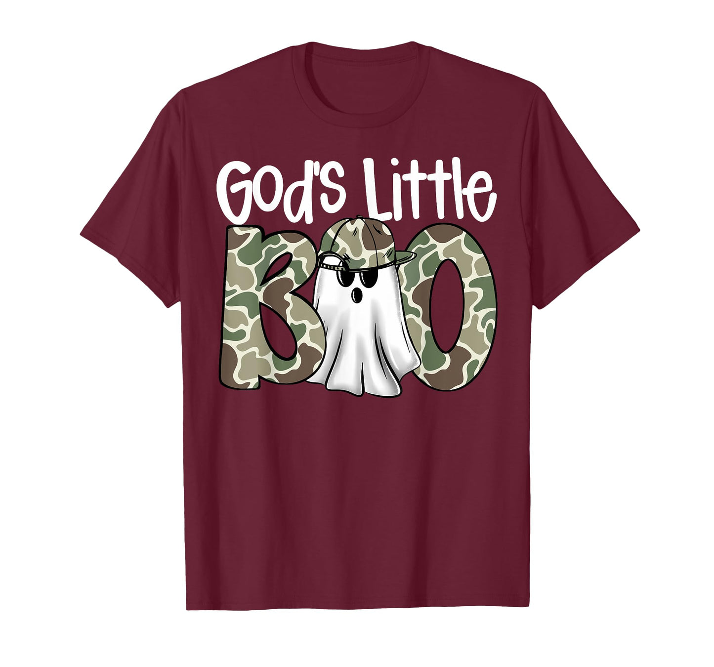 God's Little Boo Camo Ghost Christian Halloween Boys Kids T-Shirt