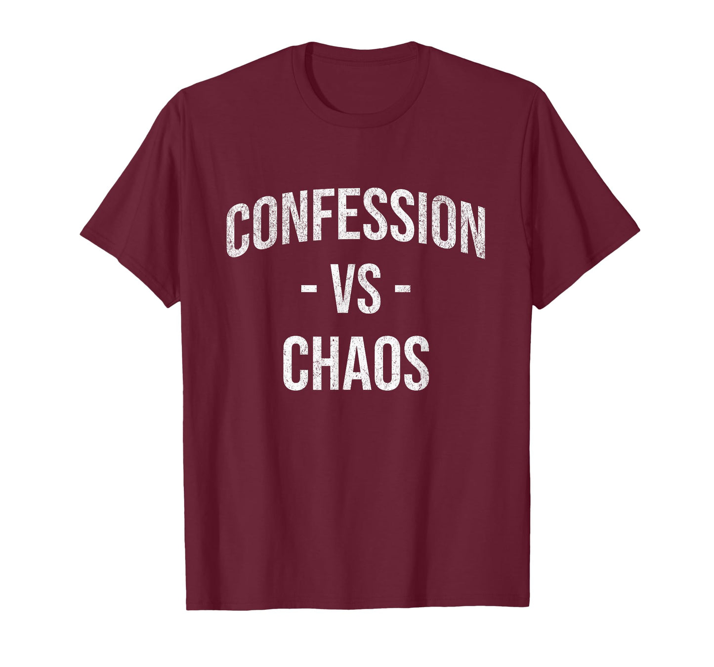Confession vs Chaos Christian Catholic Mom Teacher Minimal T-Shirt