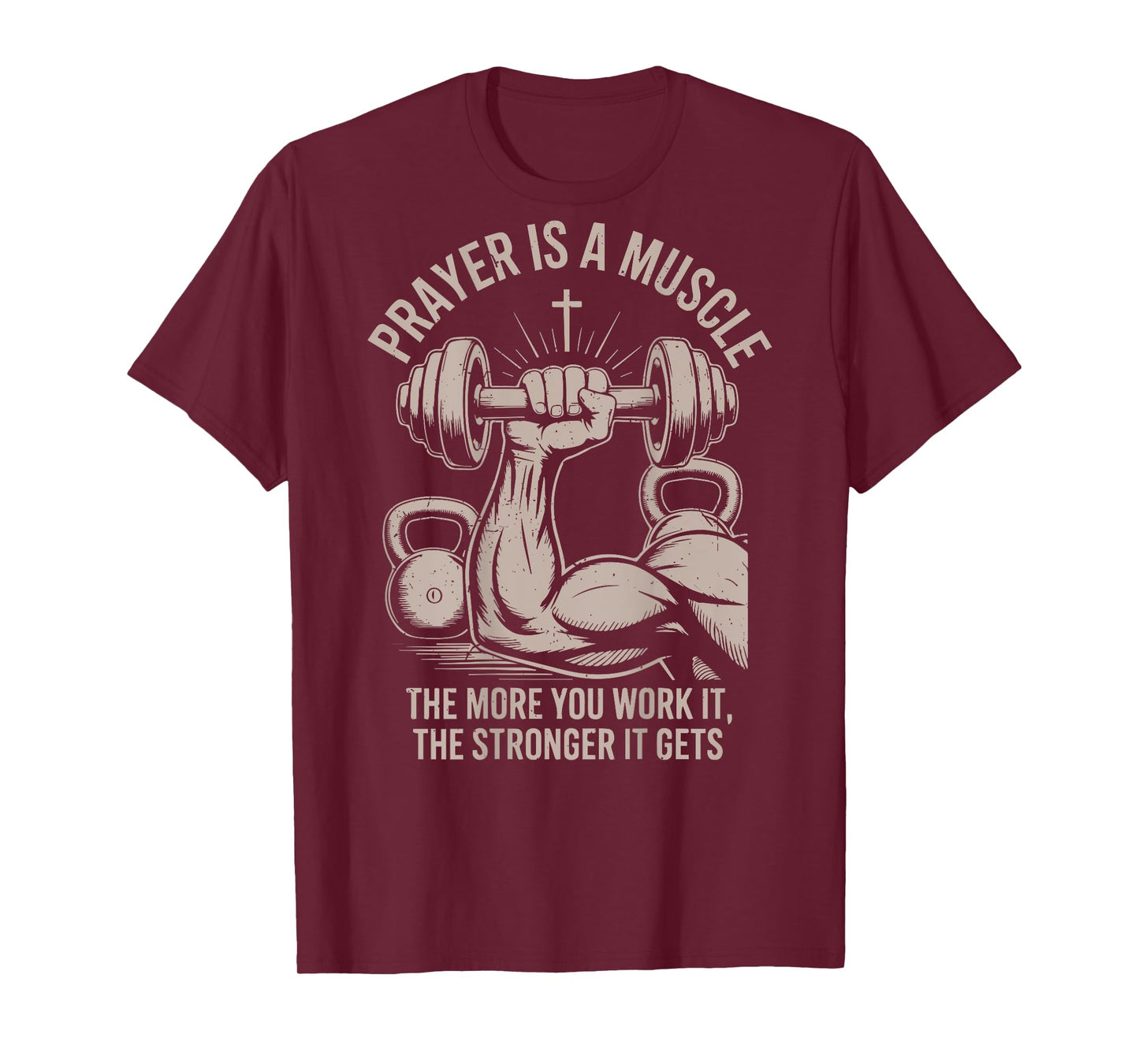 Men's Fitness Christian Gym Workout Prayer Is A Muscle Funny T-Shirt