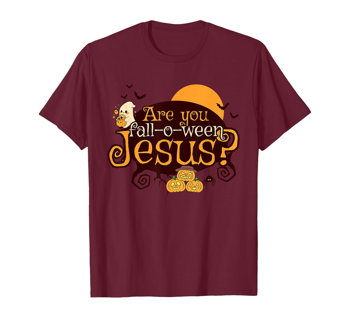 Cute Ghost with Pumpkins are You Fall-o-ween Jesus T-Shirt