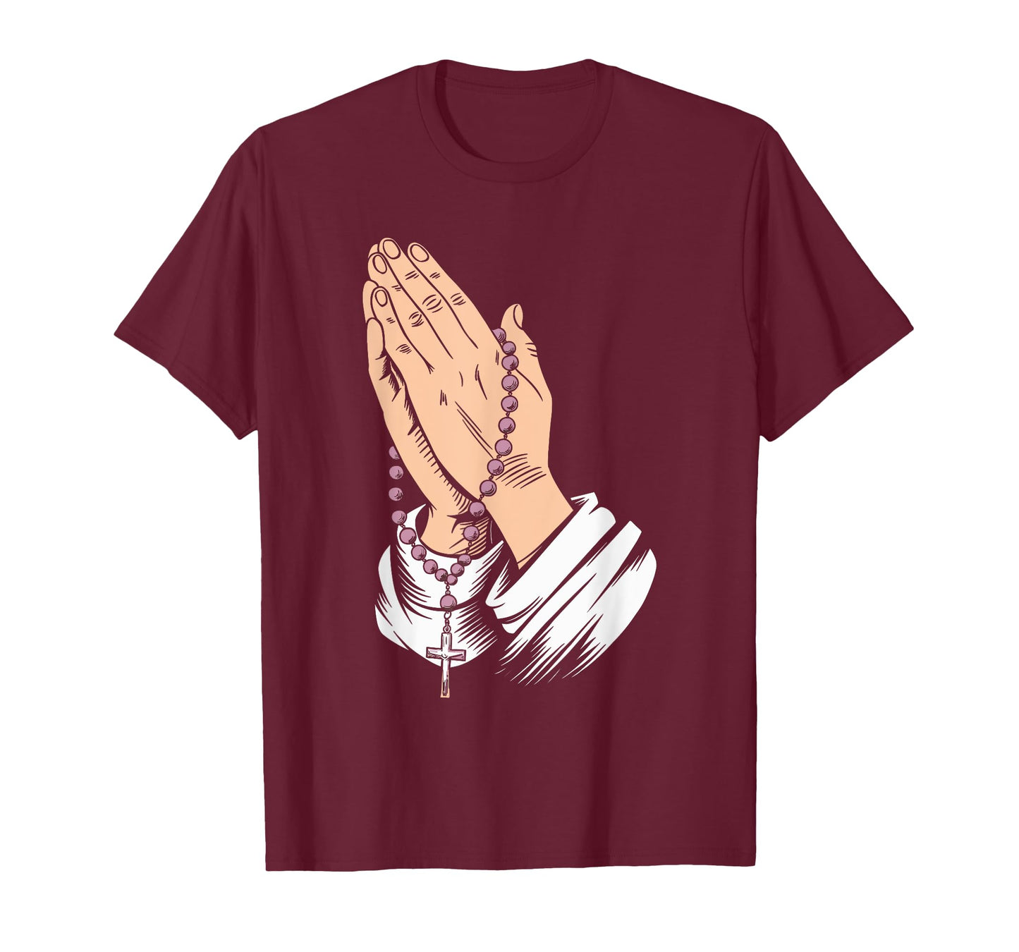 Rosary Praying Hands Faith Religious Christian Catholic T-Shirt