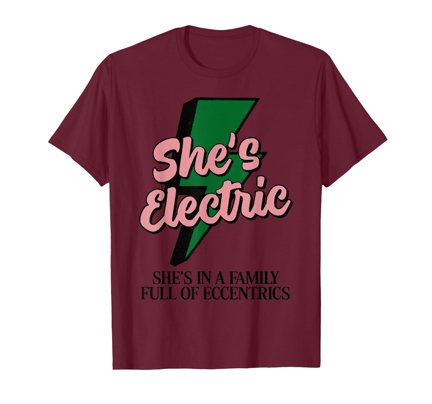 Retro Basic Lightning Quote She Electric Funny Simple T-Shirt