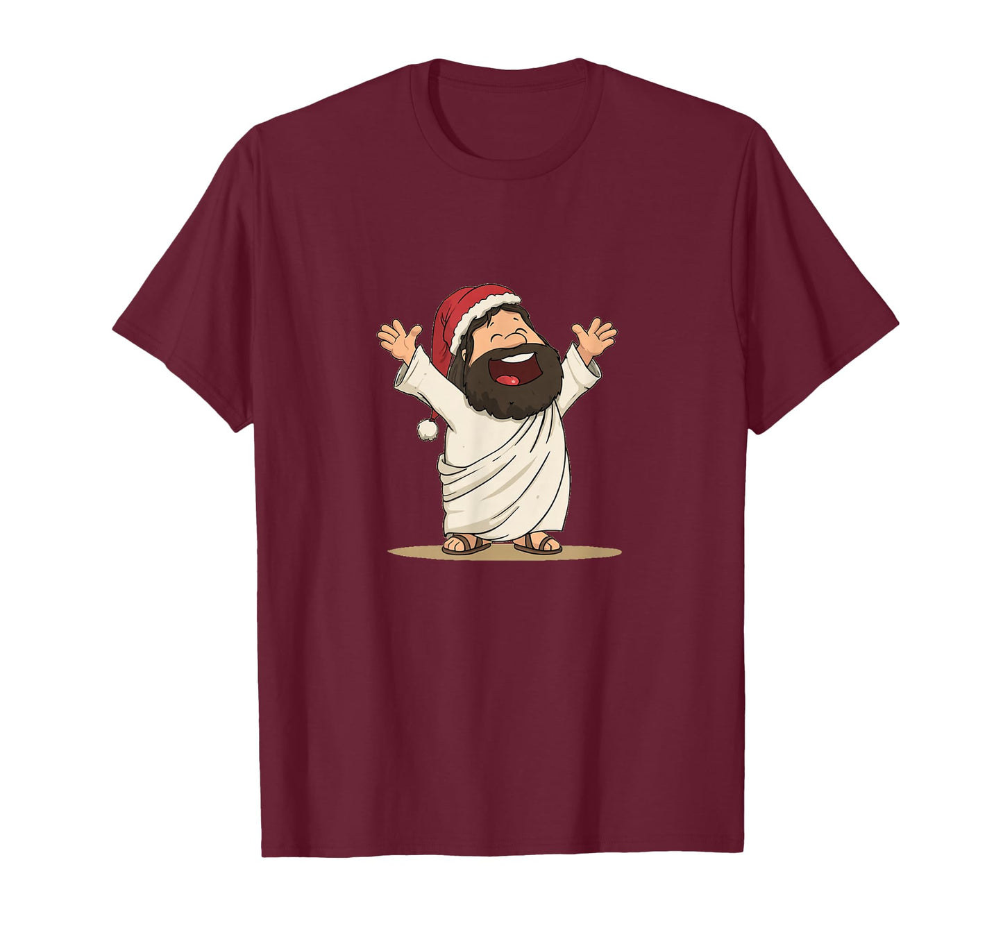 Happy Jesus Christ with Santa Hat Look for Boys and Girls T-Shirt