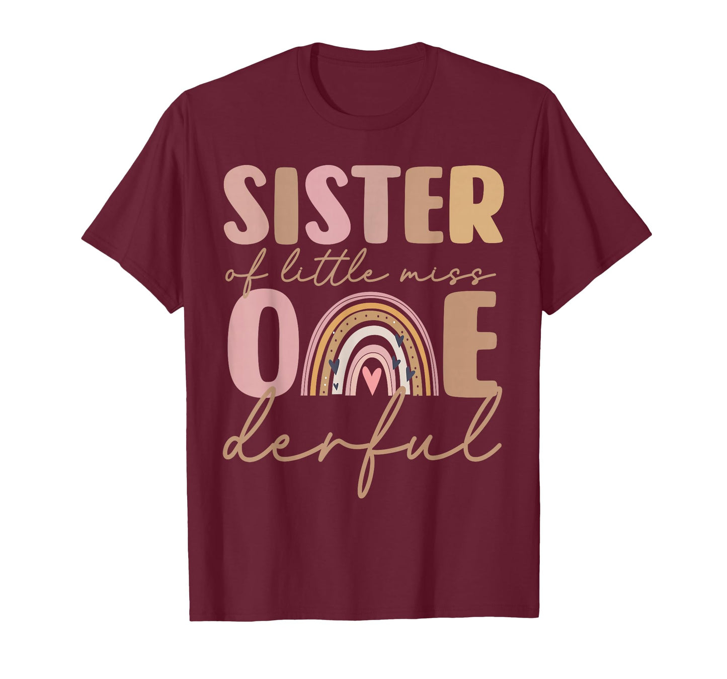 Sister of Little Miss Onederful First Birthday Boho Rainbow T-Shirt