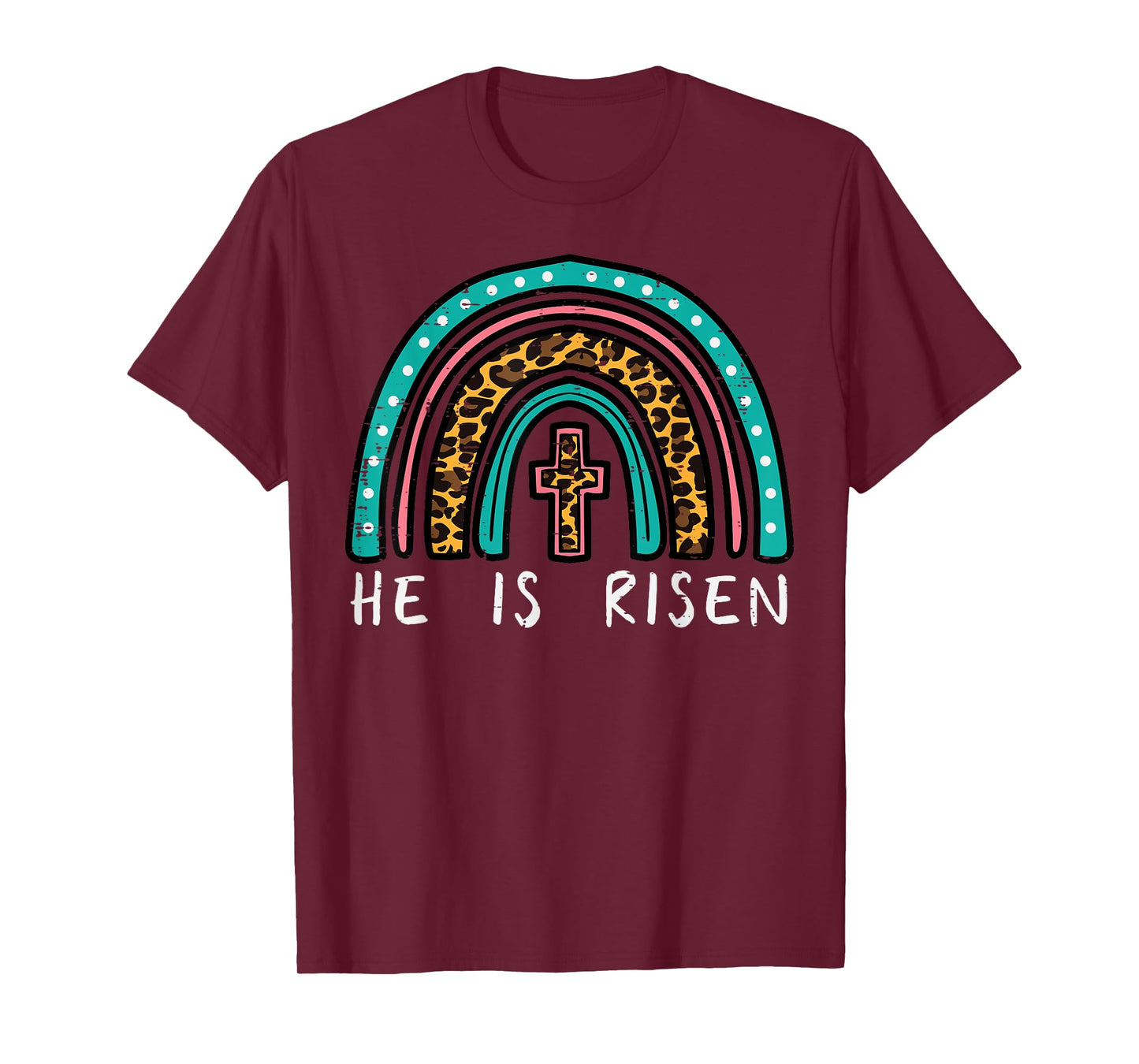 Easter Rainbow He Is Risen Religious Christian Girls Kids T-Shirt