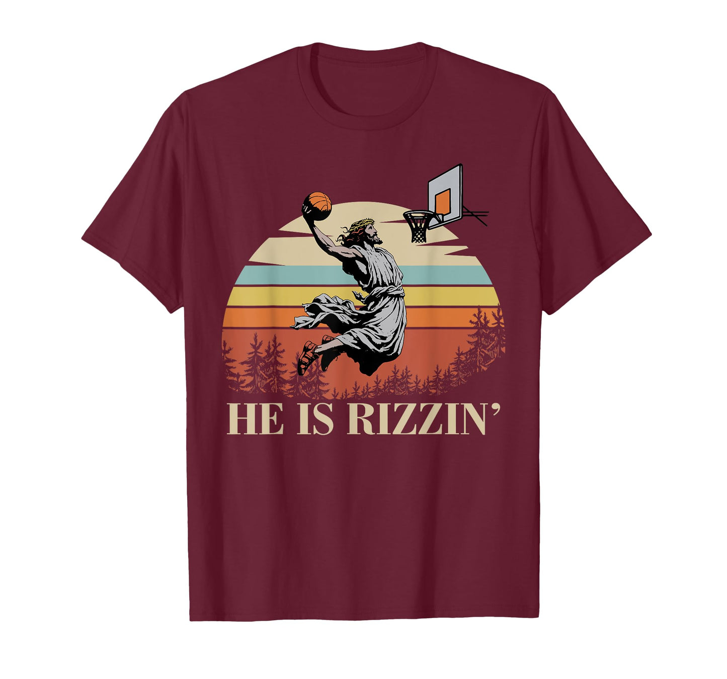 He Is Rizzin Jesus Playing Basketball Funny Easter Day T-Shirt