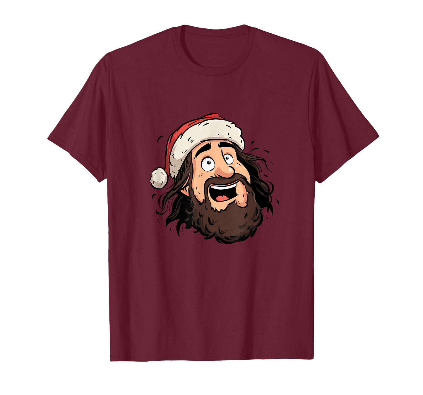 Funny Christ Face with Santa Claus Hat for Jesus & Believer T-Shirt