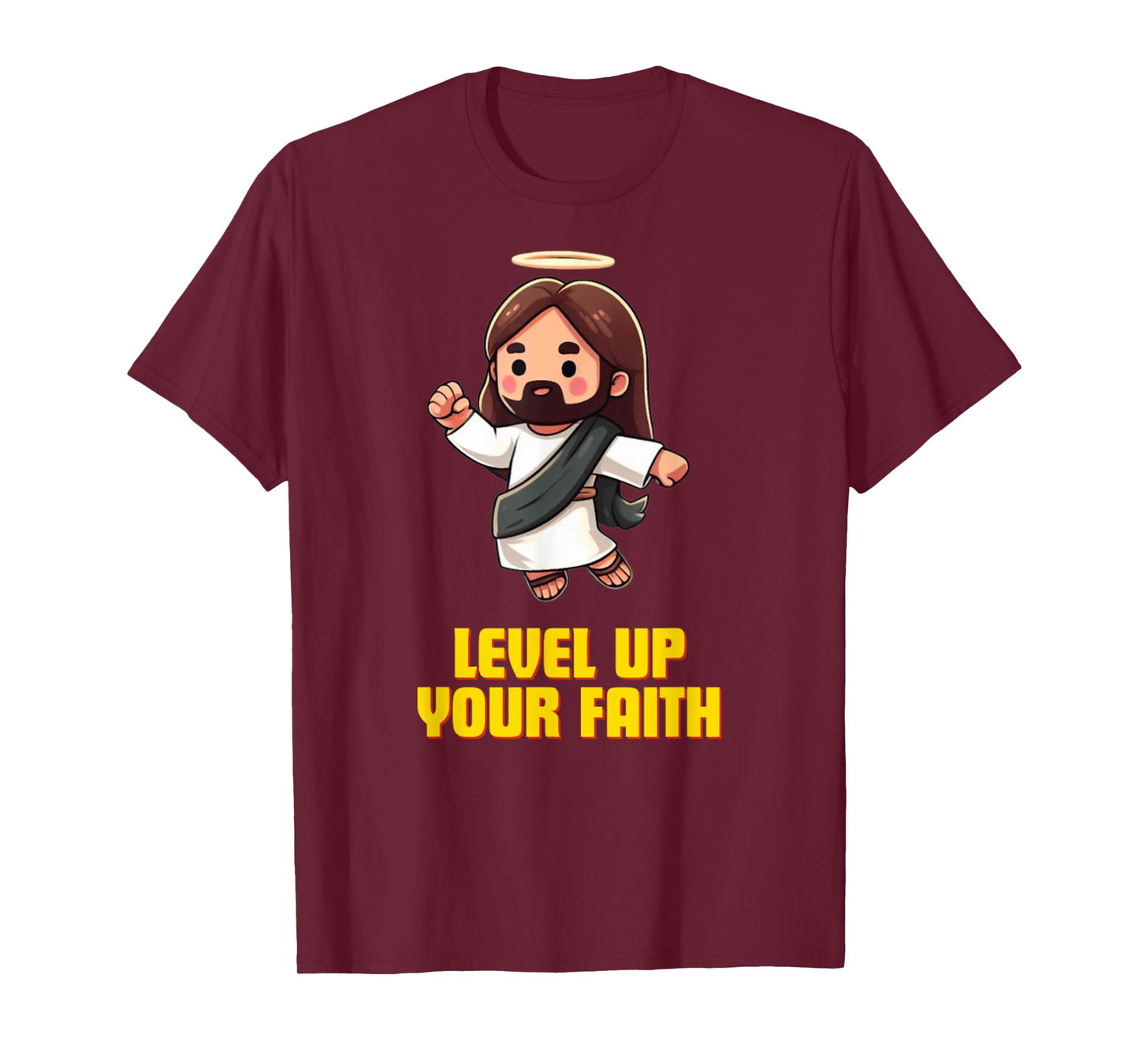 Vintage Level Up Your Faith Cute Jesus Jump T-Shirt