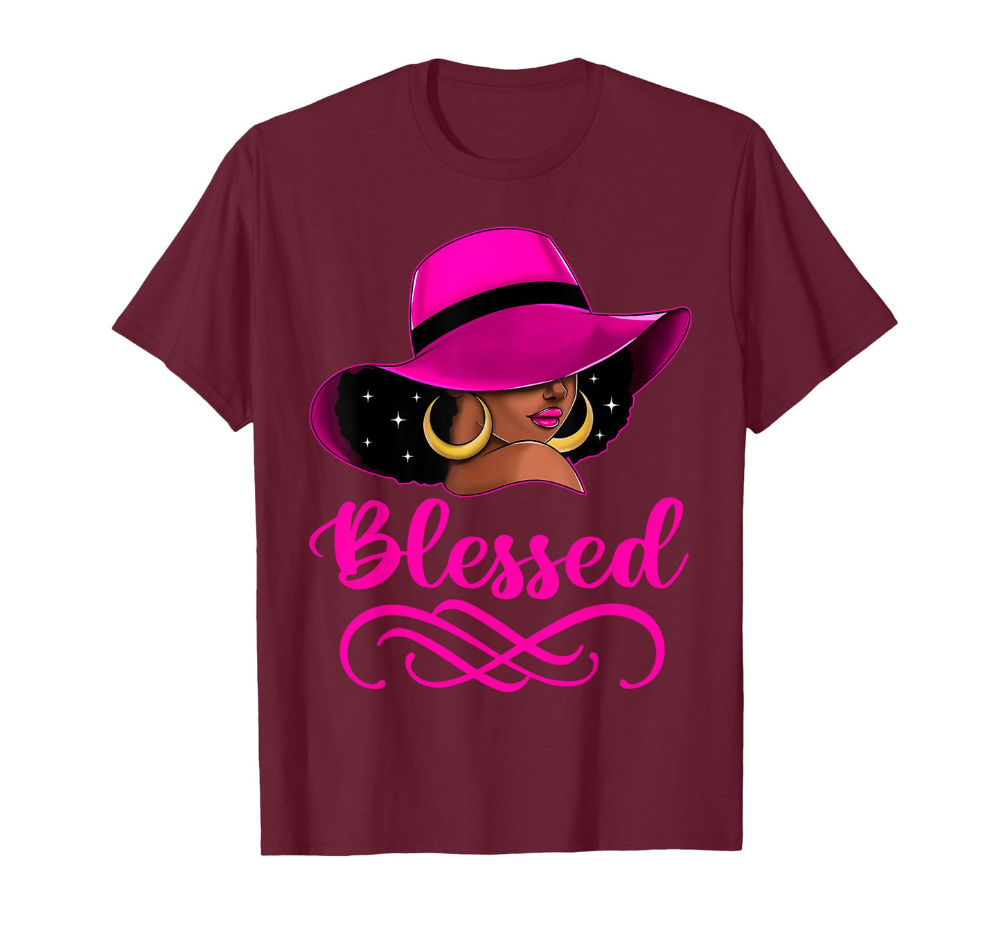 Blessed African American Afro Black Women With Hat Christian T-Shirt