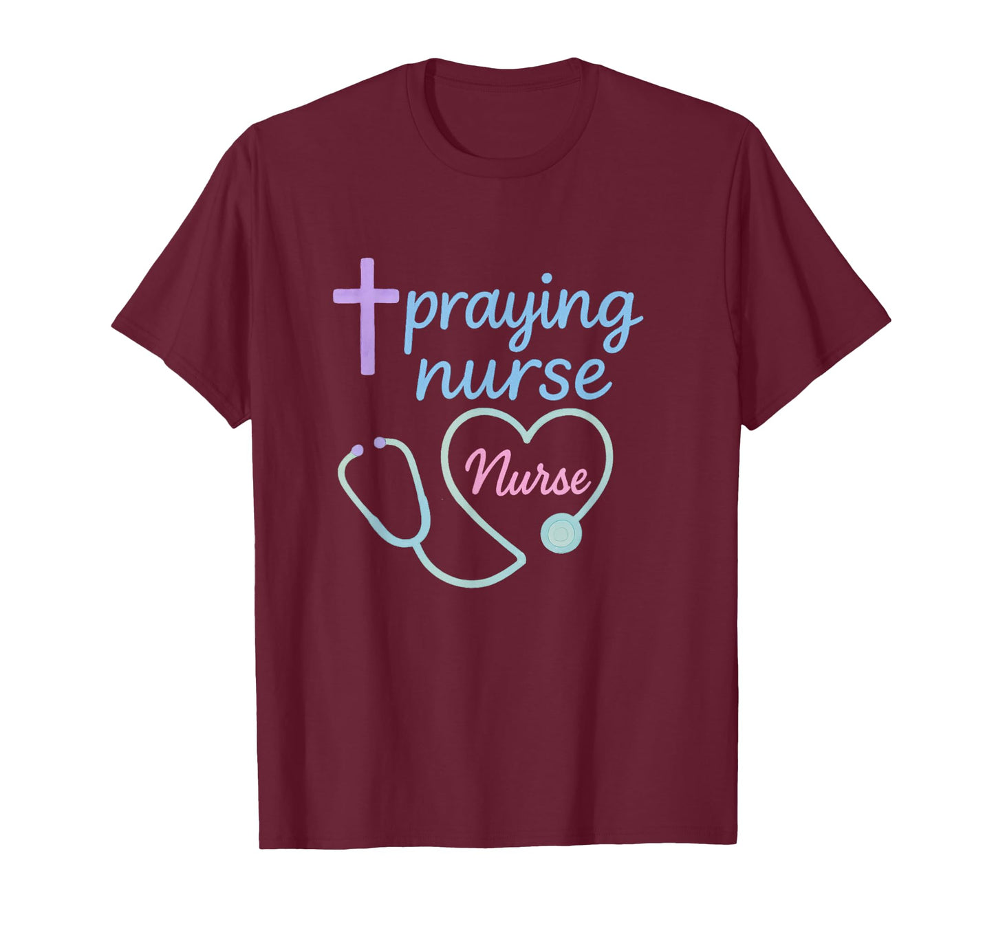 Praying Nurse Christian Nurse Faith Heat Stethoscope T-Shirt