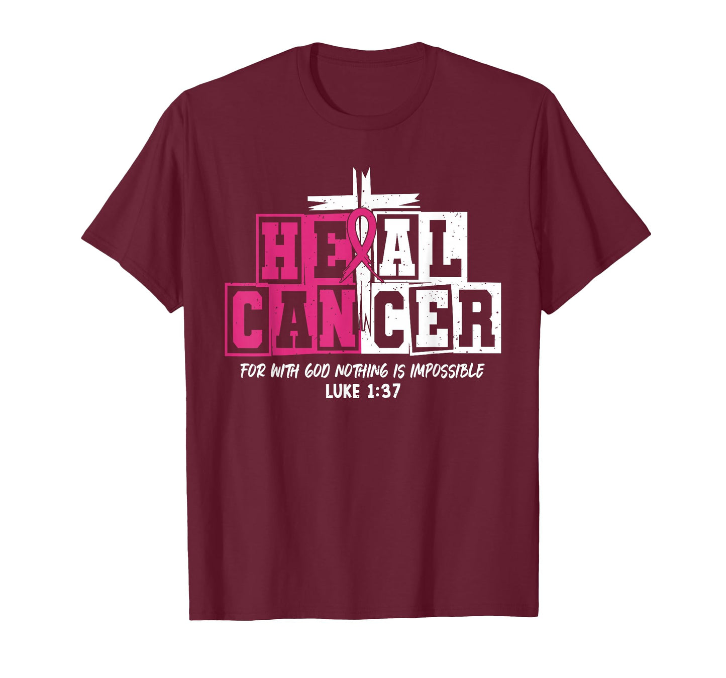 Heal Cancer Believe God Christian Breast Cancer Awareness T-Shirt