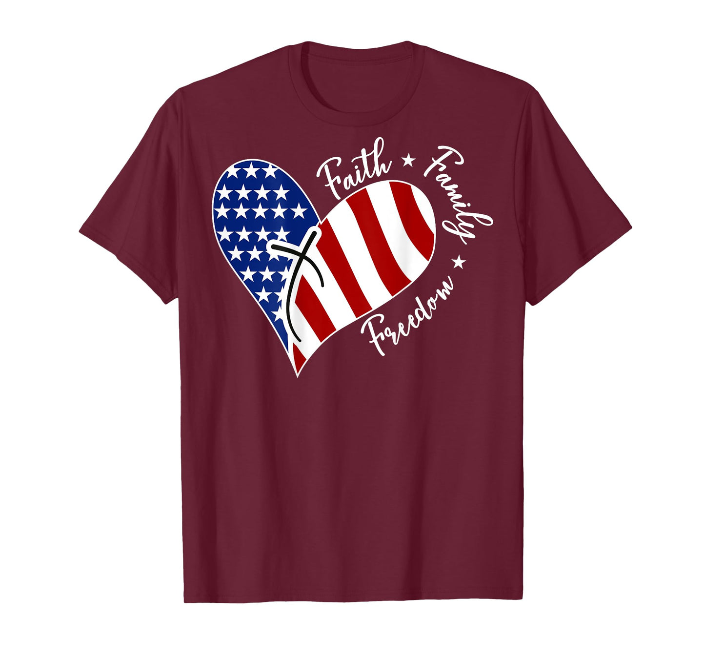 Jesus Cross Heart America The Lord Is My Rock ART ON BACK T-Shirt