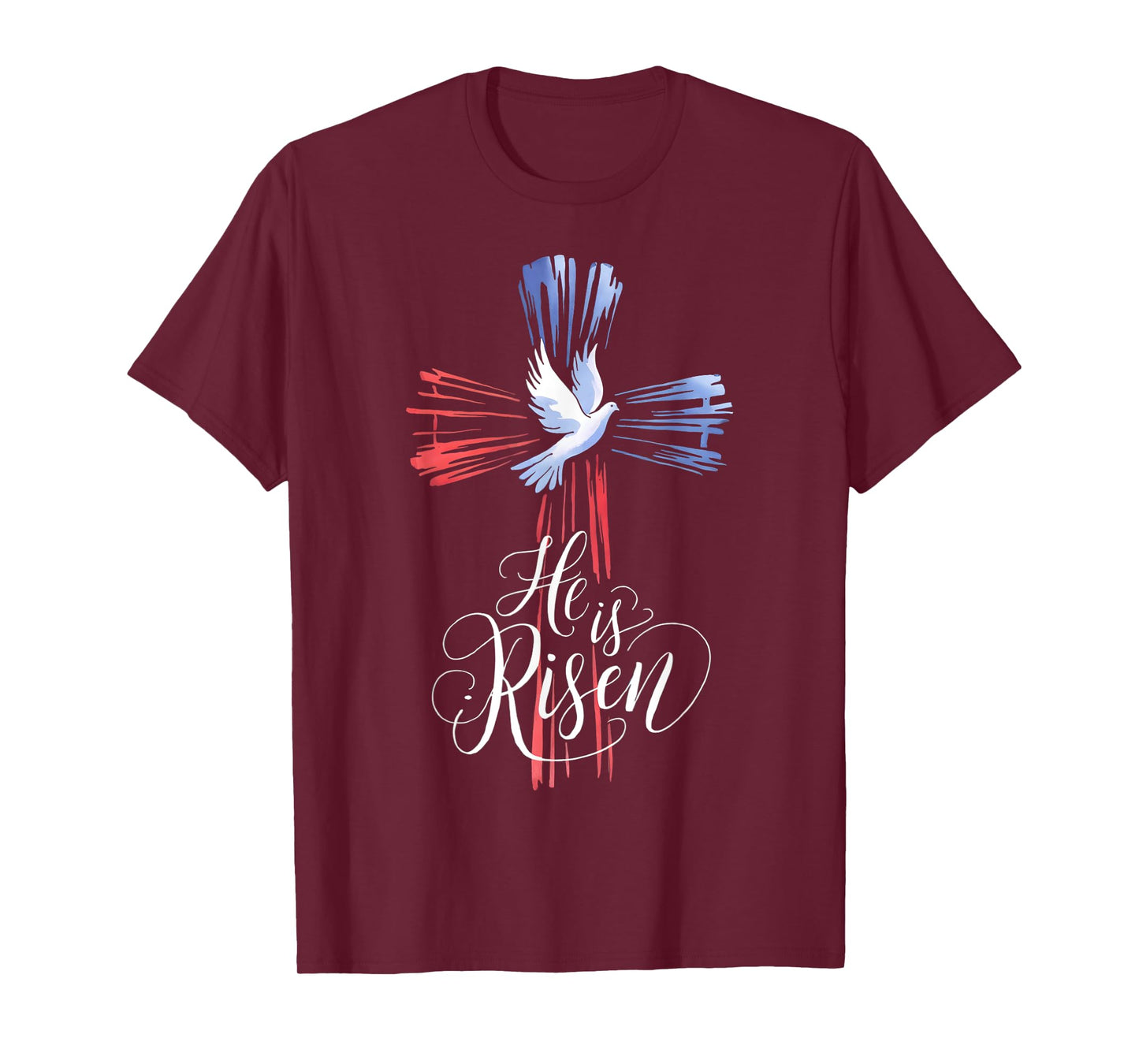 He Is Risen Jesus Easter Religious Christian Cross and Dove T-Shirt