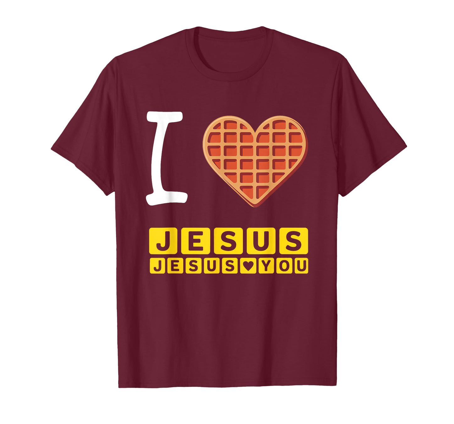I Love Jesus Waffle Heart Funny Christian Breakfast T-Shirt
